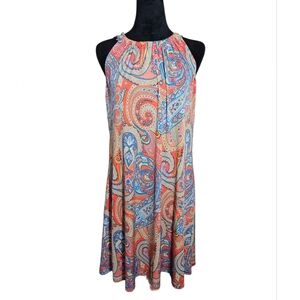 Ivy Lane Paisley Print Boho Sleeveless Halter Babydoll Shift Dress Size M(P)